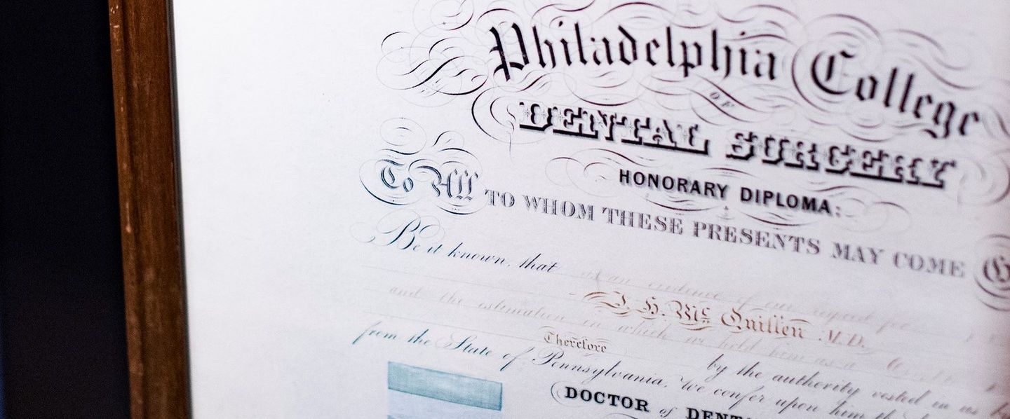 Section of a Diploma in the Dental Museum